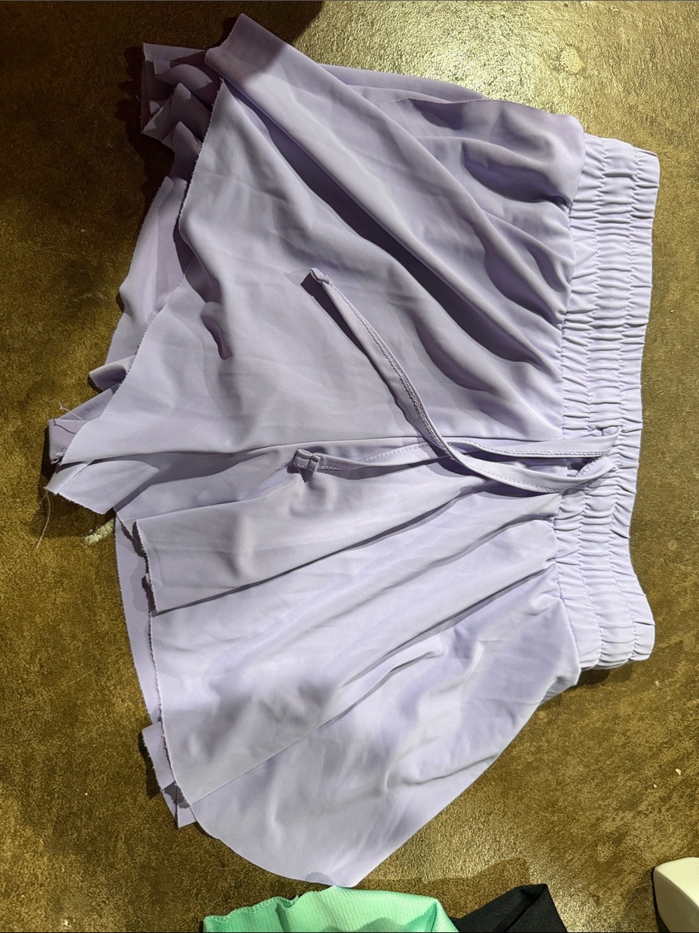Girls' Lavender Elastic-Waist Pleated Shorts with Drawstring